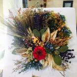 The resulting arrangement that in many ways was inspired by the colors and textures of the fall images above.
